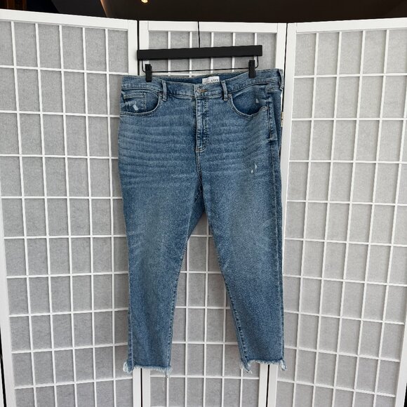 Loft Ankle Length Distressed Light Wash Stretch Jeans 34/18Petite - Picture 1 of 9